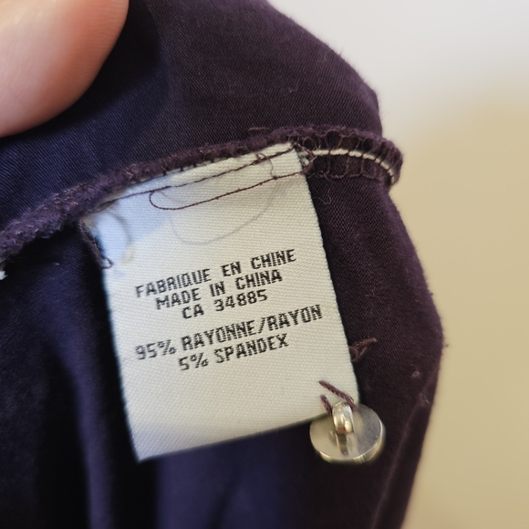 Purple stretch reverse knit rayon turtle neck short puff sleeve top size L US - Picture 5 of 6